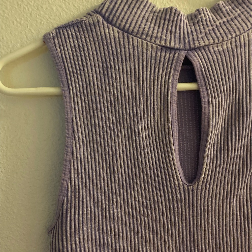 Ribbed Lavender Sleeveless Mock Turtleneck from FREE PEOPLE